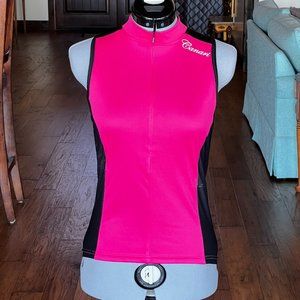 Canari Cycling Jersey 3/4 zipper racer back size M pink with black